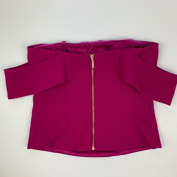 Express‎ Off the Shoulder Crop Top Fuchsia - Picture 4 of 8